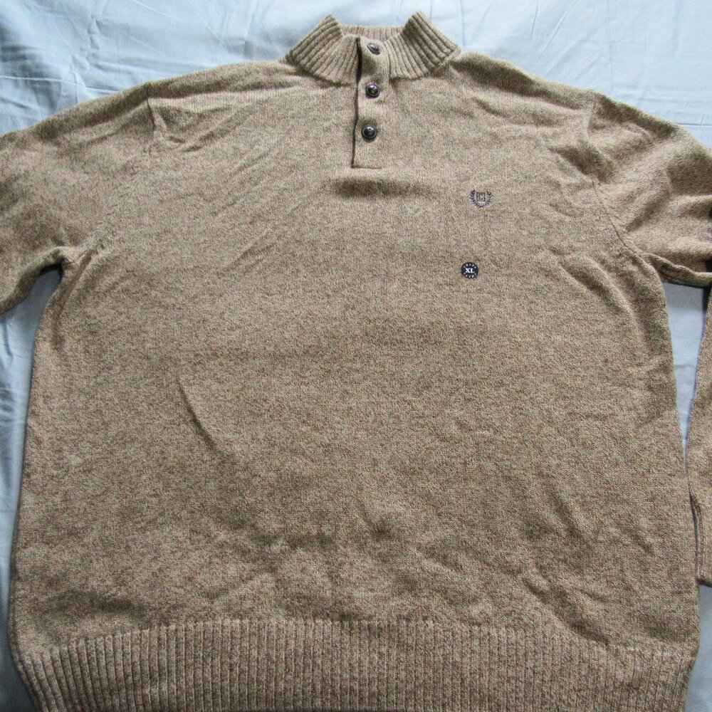 Mens Chaps Ralph Lauren 1/4 Button Mock Neck Sweater Sz XL New